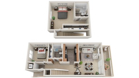 2 bed 2 bath Pinewood2_Floorplan at The Bluffs at Mountain Park, Lake Oswego, OR